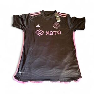 Adidas Black and Pink Men's Soccer Jersey